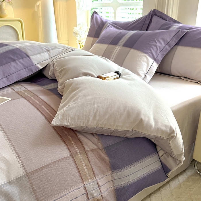 91家纺网 家纺一手货源 找家纺 巧玲珑 2025新款100%数码印花生态AB版四件套 墨雨