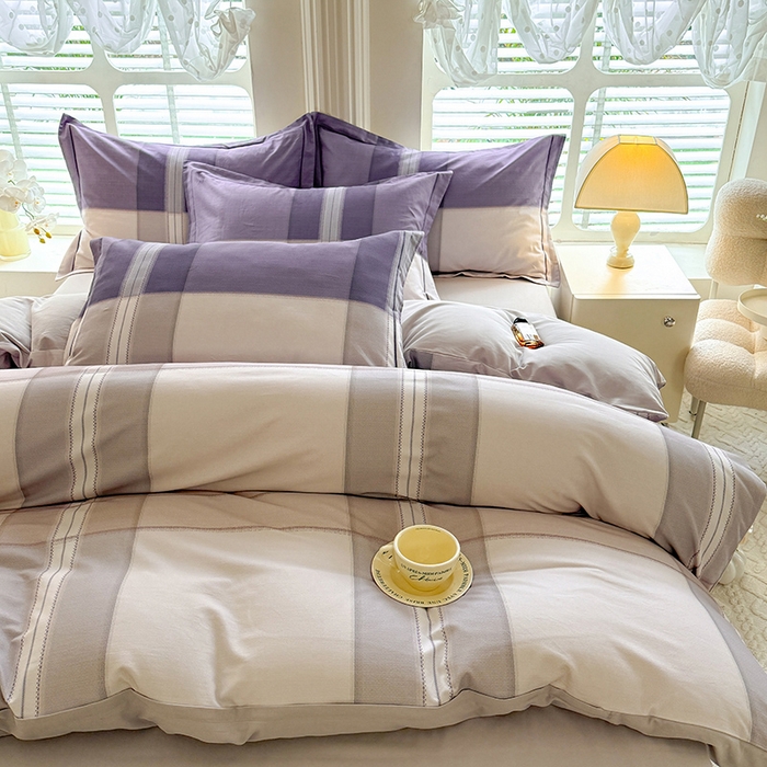 91家纺网 家纺一手货源 找家纺 巧玲珑 2025新款100%数码印花生态AB版四件套 墨雨