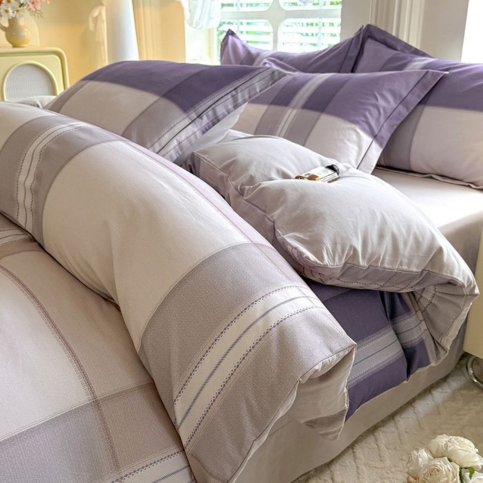 91家纺网 家纺一手货源 找家纺 巧玲珑 2025新款100%数码印花生态AB版四件套 墨雨