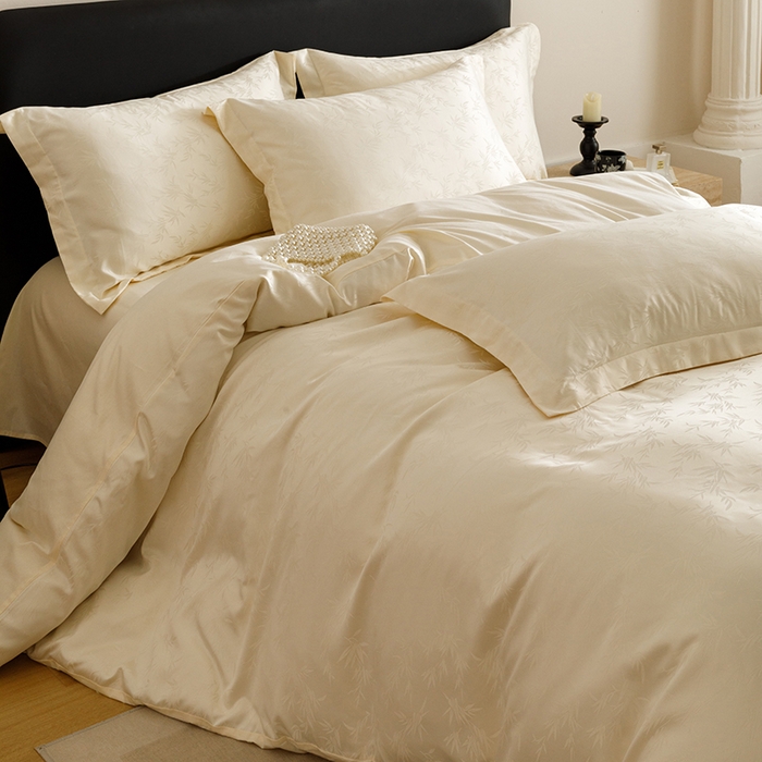 91家纺网 家纺一手货源 找家纺 （总）苏源家居 2025贡缎提花全棉纯棉四件套轻奢简约风套件-竹影