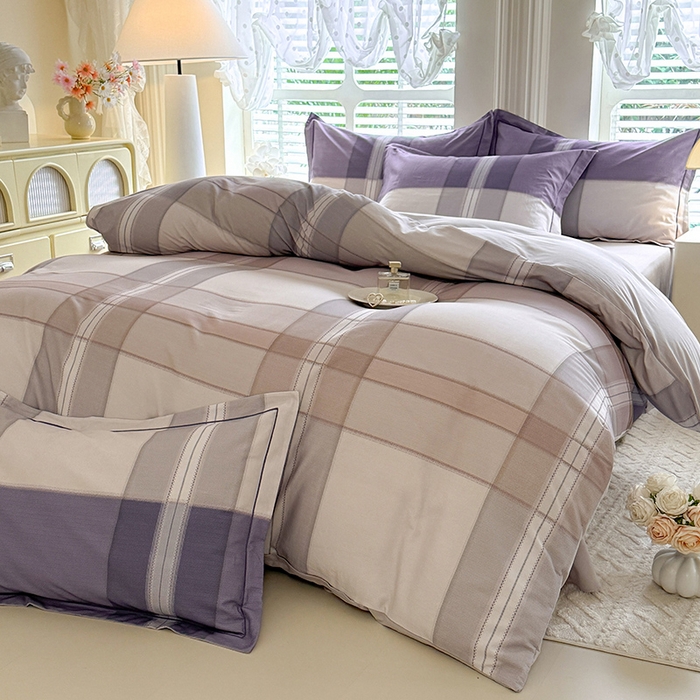 91家纺网 家纺一手货源 找家纺 巧玲珑 2025新款100%数码印花生态AB版四件套 墨雨