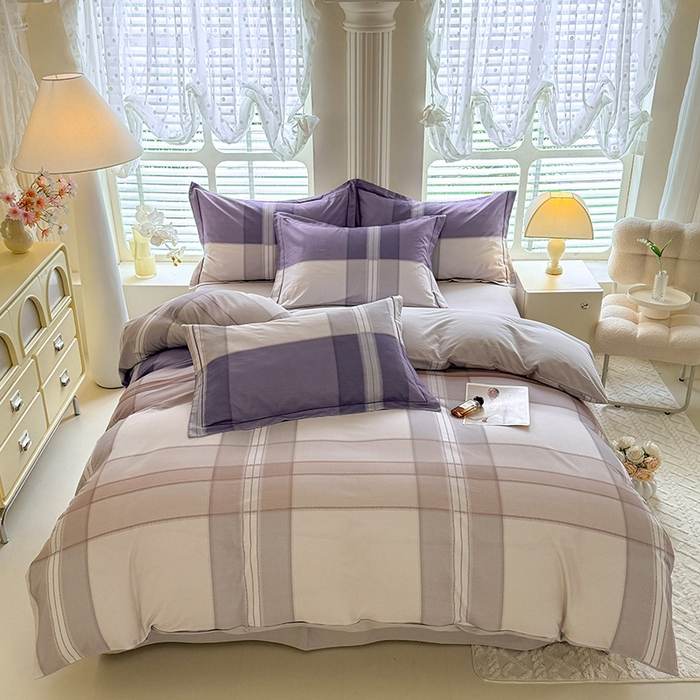 91家纺网 家纺一手货源 找家纺 巧玲珑 2025新款100%数码印花生态AB版四件套 墨雨