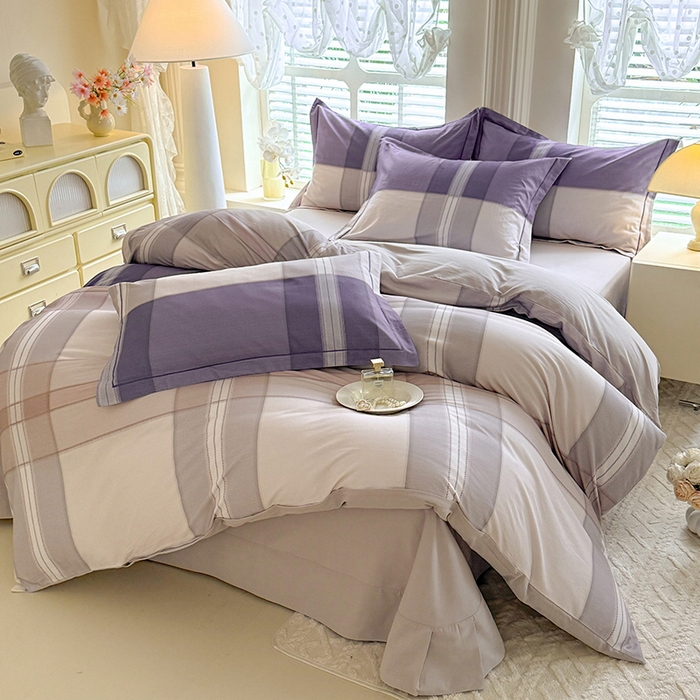 91家纺网 家纺一手货源 找家纺 巧玲珑 2025新款100%数码印花生态AB版四件套 墨雨