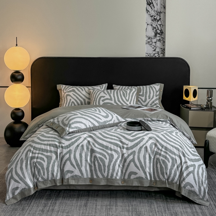 91家纺网 家纺一手货源 找家纺 宜家坊 2025新款全棉轻奢加厚磨毛纽扣款四件套 马德里-绿