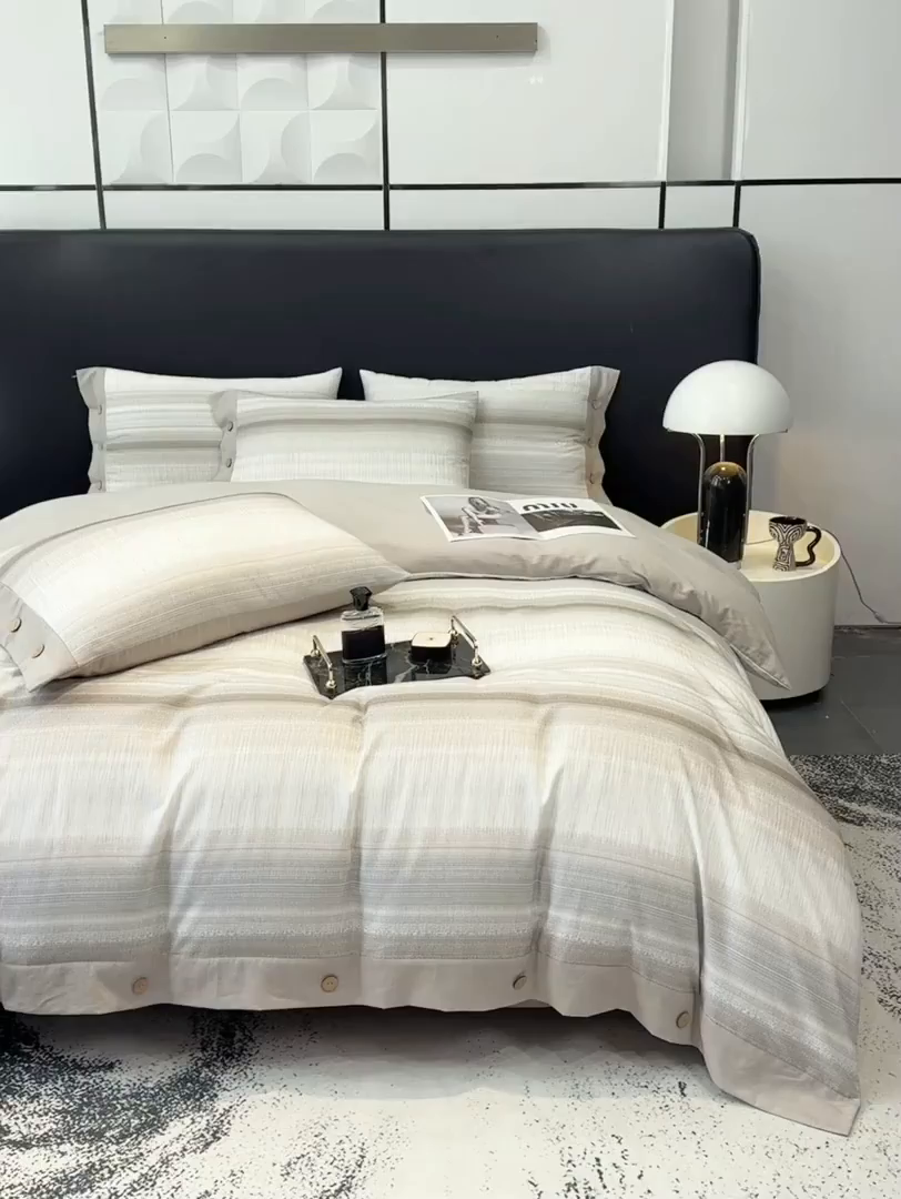 91家纺网 家纺一手货源 找家纺 宜家坊 2025新款全棉轻奢加厚磨毛纽扣款四件套 光遇-咖