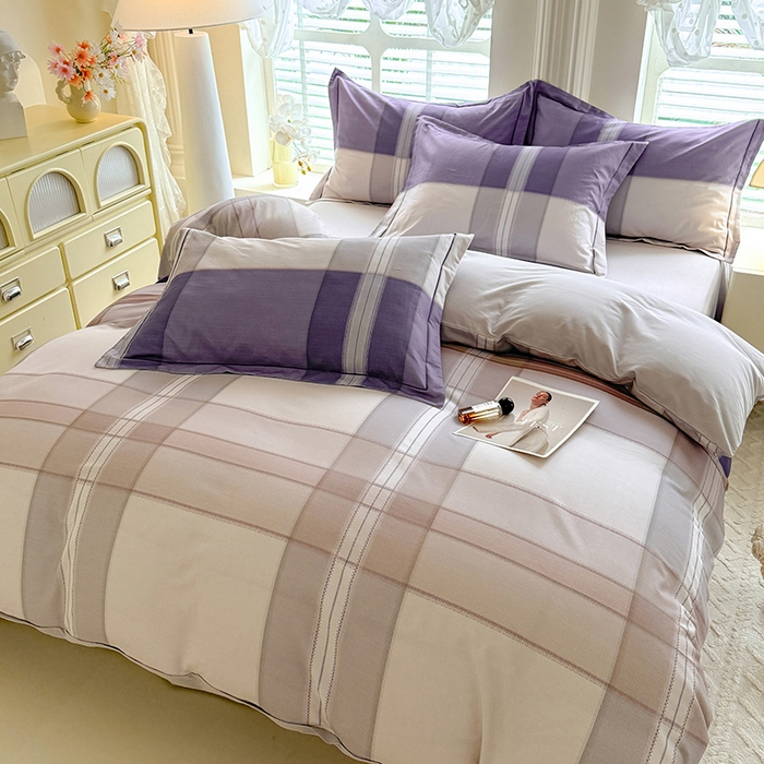 91家纺网 家纺一手货源 找家纺 巧玲珑 2025新款100%数码印花生态AB版四件套 墨雨