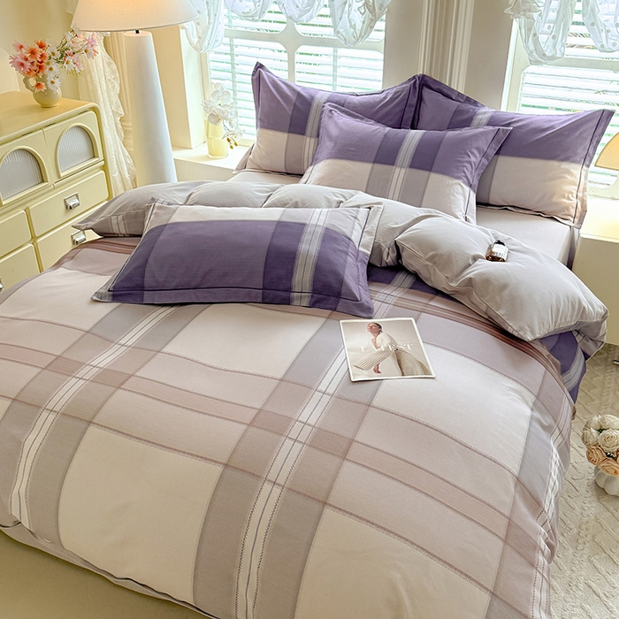 91家纺网 家纺一手货源 找家纺 巧玲珑 2025新款100%数码印花生态AB版四件套 墨雨