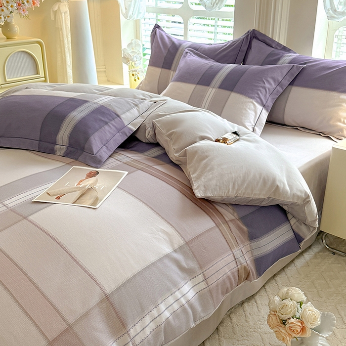 91家纺网 家纺一手货源 找家纺 巧玲珑 2025新款100%数码印花生态AB版四件套 墨雨