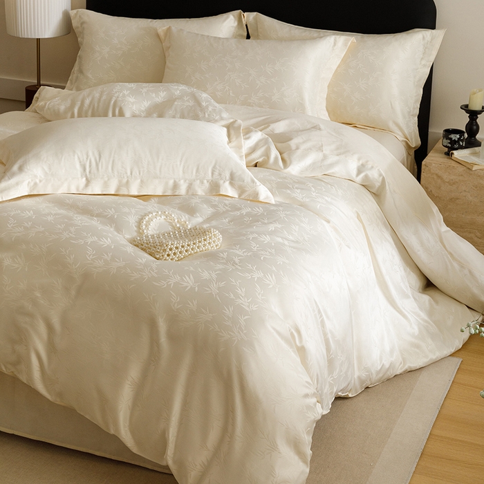 91家纺网 家纺一手货源 找家纺 （总）苏源家居 2025贡缎提花全棉纯棉四件套轻奢简约风套件-竹影