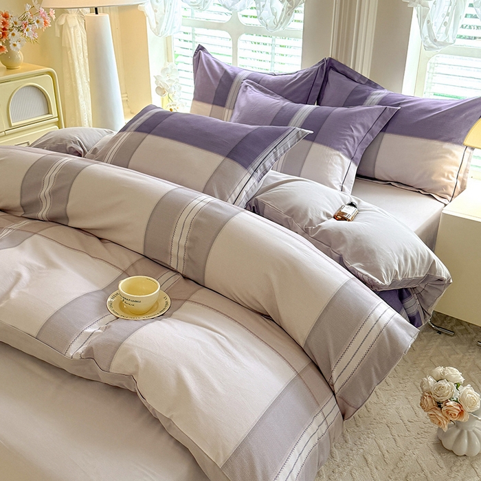 91家纺网 家纺一手货源 找家纺 巧玲珑 2025新款100%数码印花生态AB版四件套 墨雨