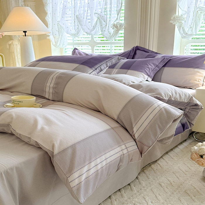 91家纺网 家纺一手货源 找家纺 巧玲珑 2025新款100%数码印花生态AB版四件套 墨雨