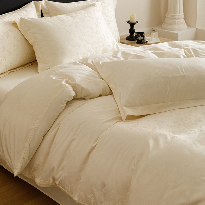 91家纺网 家纺一手货源 找家纺 （总）苏源家居 2025贡缎提花全棉纯棉四件套轻奢简约风套件-竹影