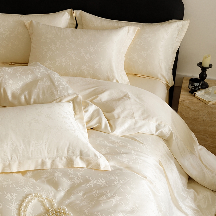 91家纺网 家纺一手货源 找家纺 （总）苏源家居 2025贡缎提花全棉纯棉四件套轻奢简约风套件-竹影