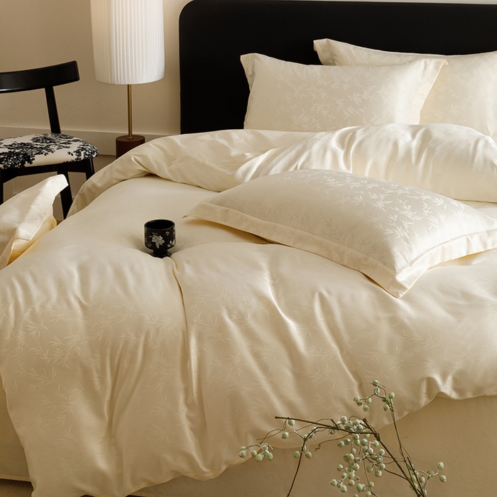 91家纺网 家纺一手货源 找家纺 （总）苏源家居 2025贡缎提花全棉纯棉四件套轻奢简约风套件-竹影