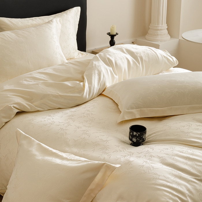 91家纺网 家纺一手货源 找家纺 （总）苏源家居 2025贡缎提花全棉纯棉四件套轻奢简约风套件-竹影