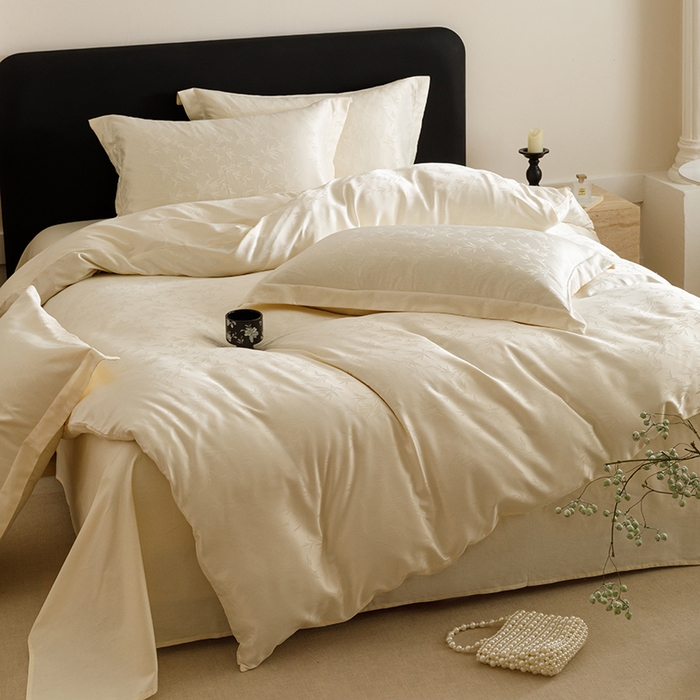 91家纺网 家纺一手货源 找家纺 （总）苏源家居 2025贡缎提花全棉纯棉四件套轻奢简约风套件-竹影