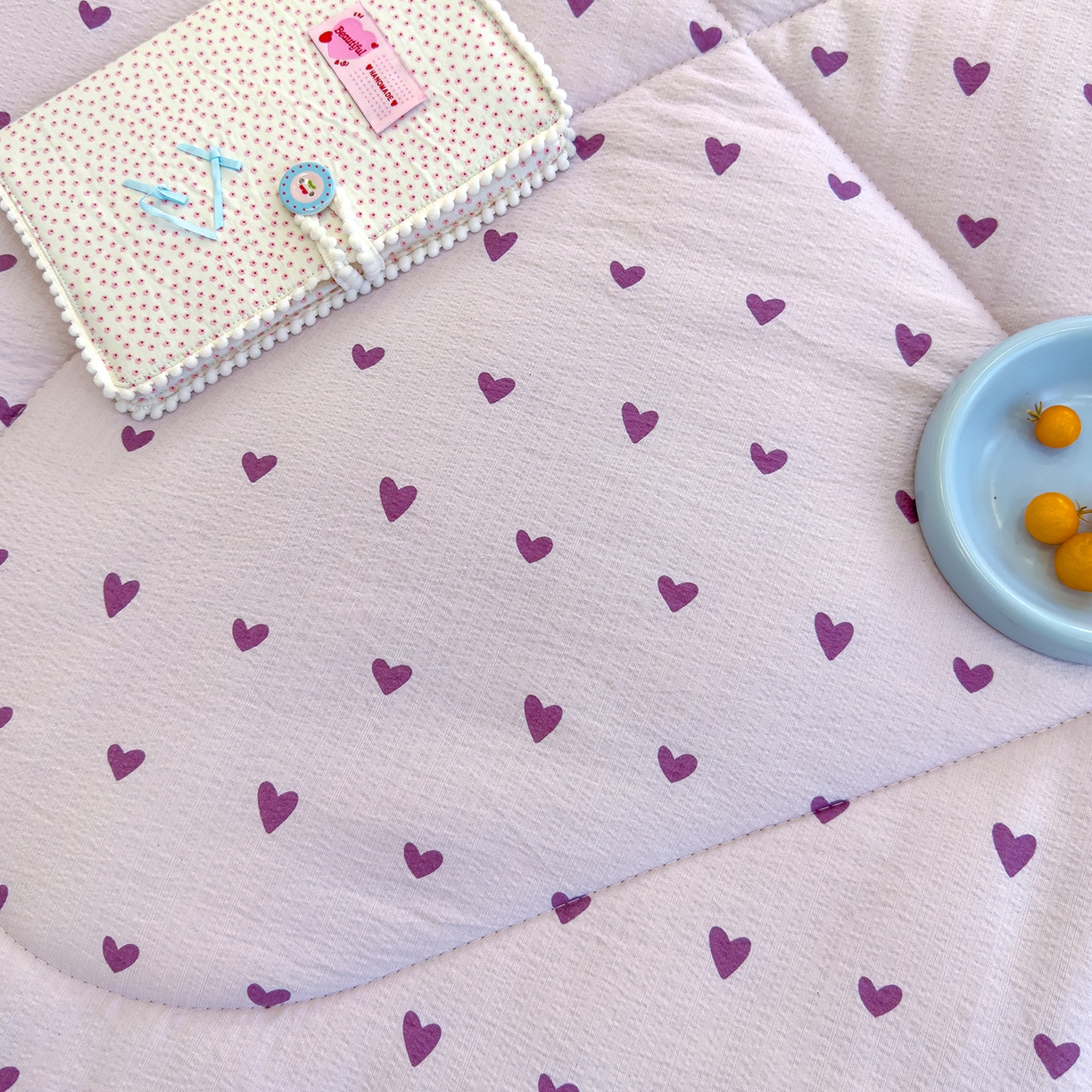 91家纺网 家纺一手货源 找家纺 弗苓家纺 2025新款A类云感有氧双层纱冬被被子被芯 紫爱心