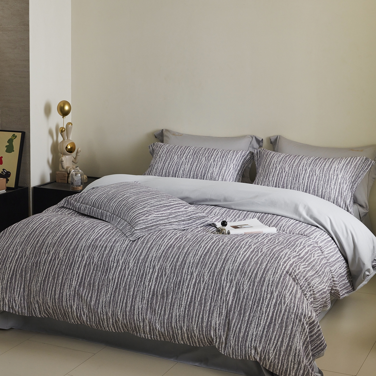 91家纺网 家纺一手货源 找家纺 XIWEN-希文家纺 2025秋冬新款全棉纯棉生态磨毛印花四件套 艺述