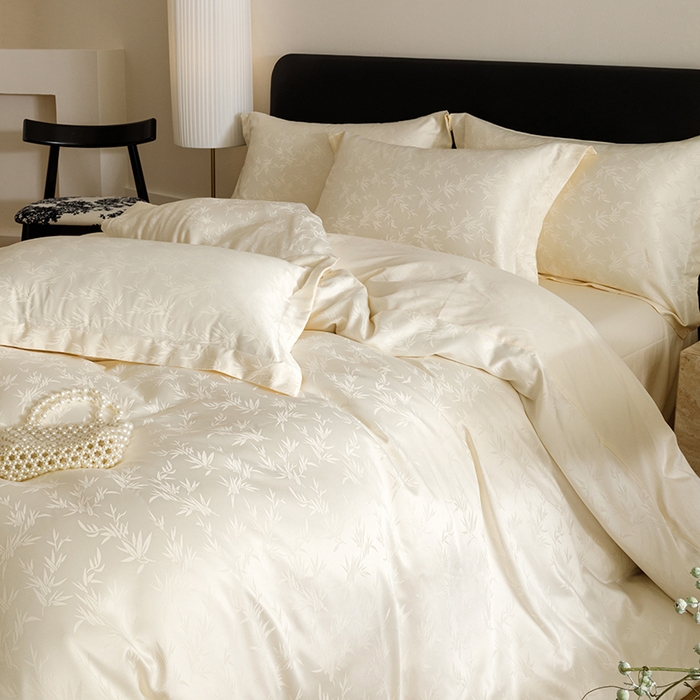 91家纺网 家纺一手货源 找家纺 （总）苏源家居 2025贡缎提花全棉纯棉四件套轻奢简约风套件-竹影