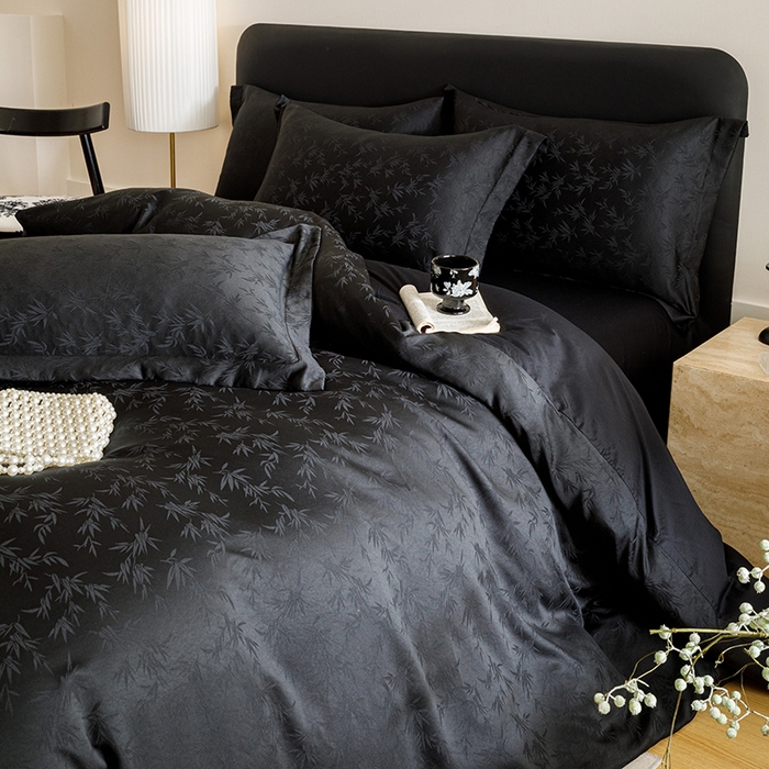 91家纺网 家纺一手货源 找家纺 （总）苏源家居 2025贡缎提花全棉纯棉四件套轻奢简约风套件-竹影