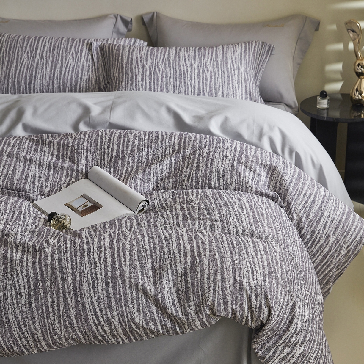 91家纺网 家纺一手货源 找家纺 XIWEN-希文家纺 2025秋冬新款全棉纯棉生态磨毛印花四件套 艺述