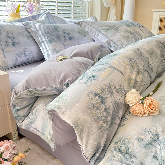 巧玲珑 2025新款100%数码印花生态AB版四件套 暮春