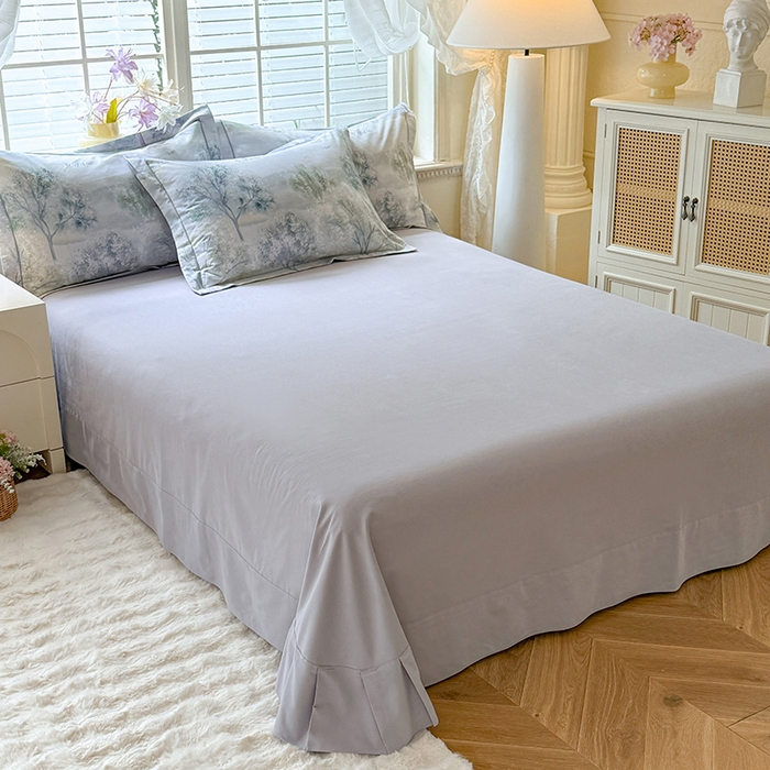 91家纺网 家纺一手货源 找家纺 巧玲珑 2025新款100%数码印花生态AB版四件套 暮春