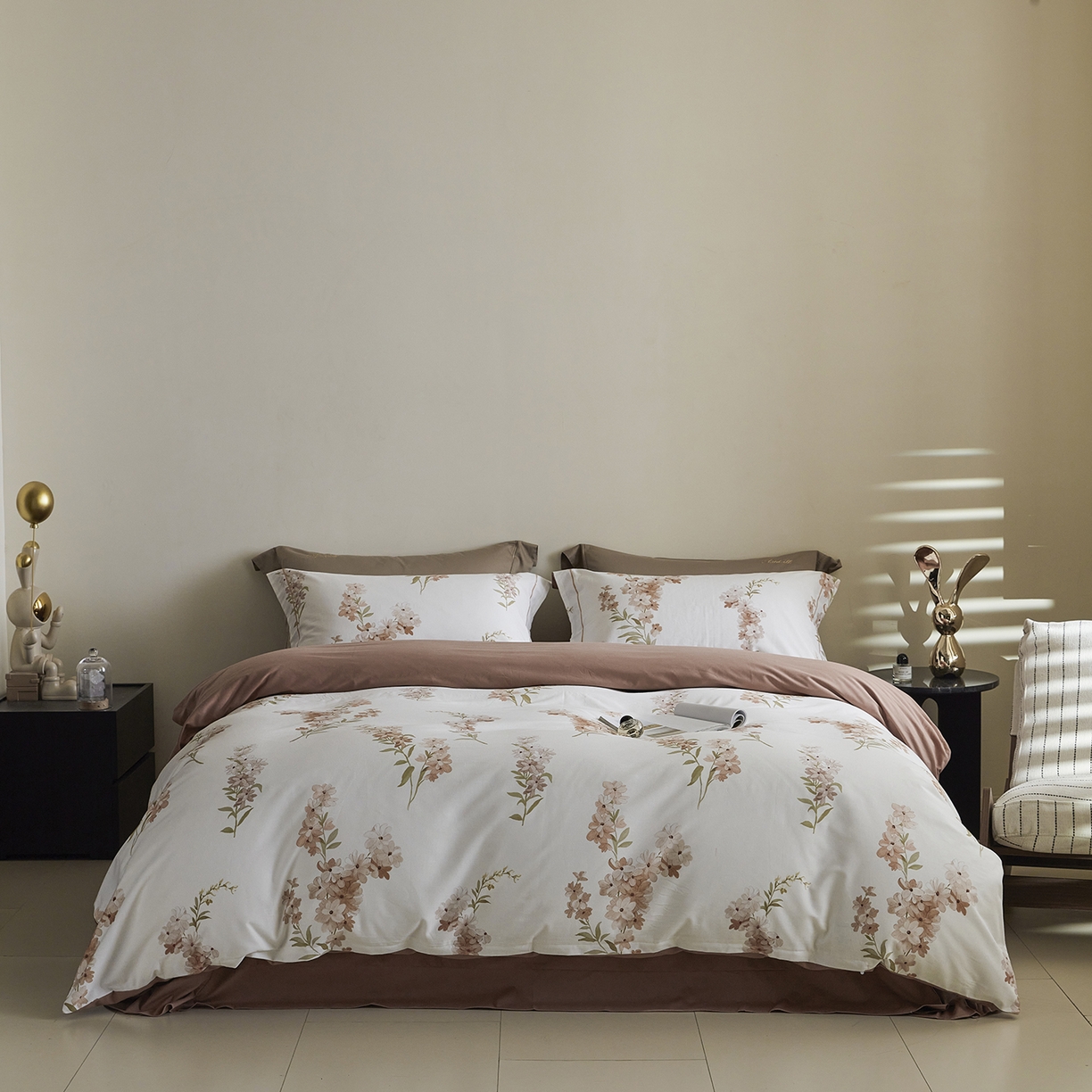 91家纺网 家纺一手货源 找家纺 XIWEN-希文家纺 2025秋冬新款全棉纯棉生态磨毛印花四件套 幽舒-桔