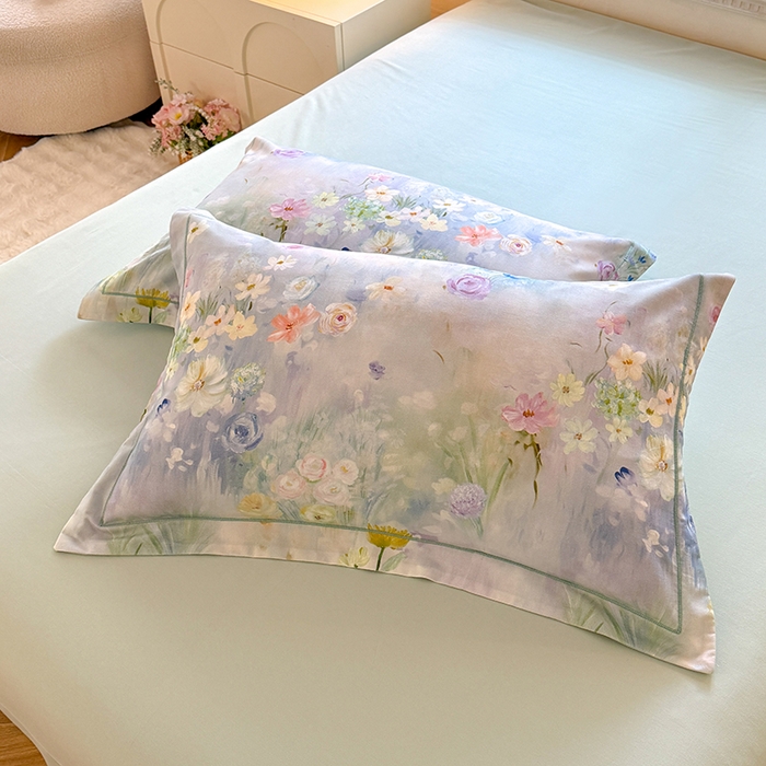 91家纺网 家纺一手货源 找家纺 巧玲珑 2025新款100%数码印花生态AB版四件套 曲悠