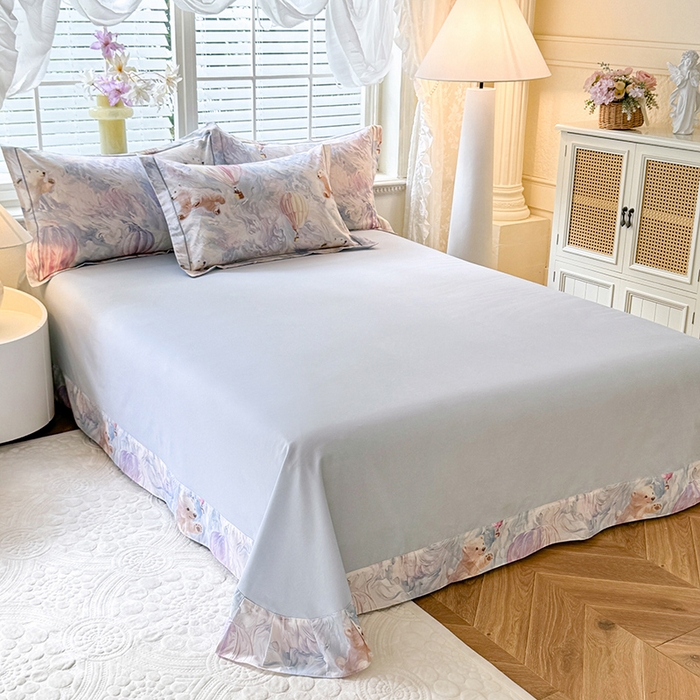 91家纺网 家纺一手货源 找家纺 巧玲珑 2025新款100%数码印花生态AB版四件套 热气球