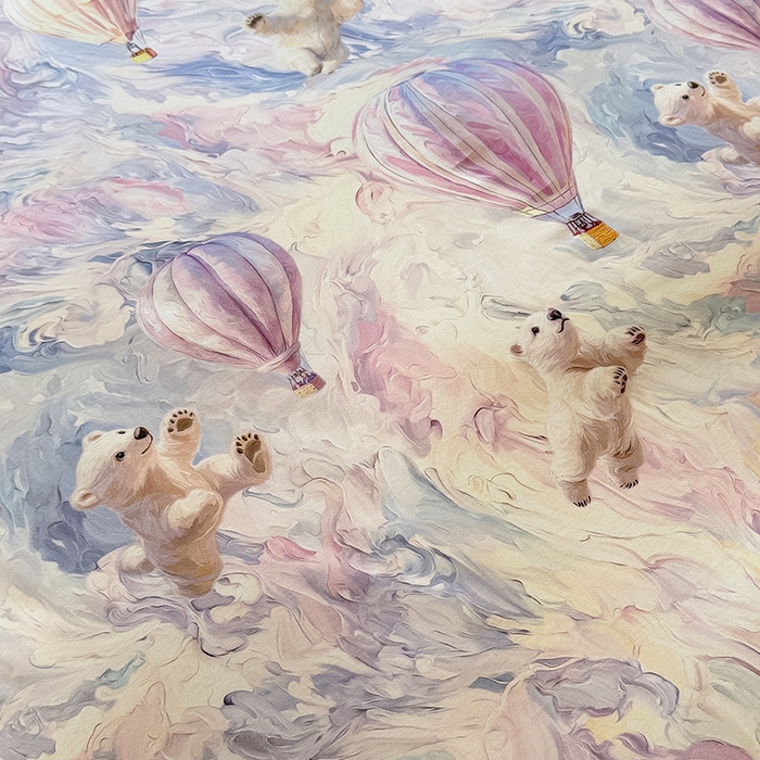 91家纺网 家纺一手货源 找家纺 巧玲珑 2025新款100%数码印花生态AB版四件套 热气球