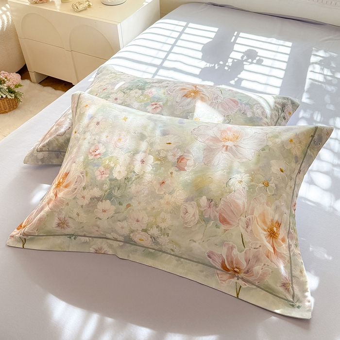 91家纺网 家纺一手货源 找家纺 巧玲珑 2025新款100%数码印花生态AB版四件套 思南