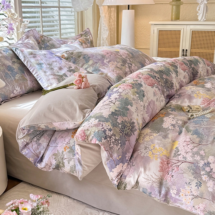 巧玲珑 2025新款100%数码印花生态AB版四件套 思雨情怀