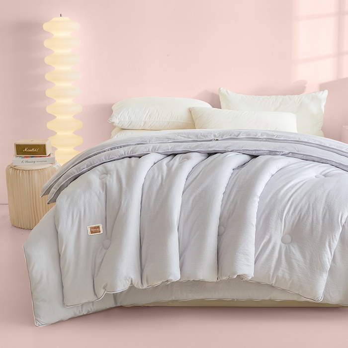 91家纺网 家纺一手货源 找家纺 寐居家纺 2025新款亲肤羽丝棉子母被被子被芯 子母被-雾霾灰