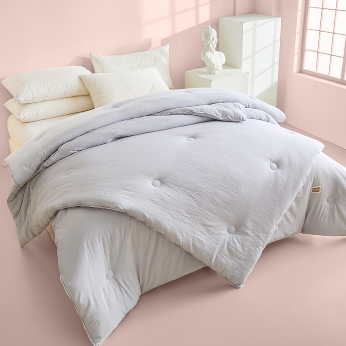 91家纺网 家纺一手货源 找家纺 寐居家纺 2025新款亲肤羽丝棉子母被被子被芯 子母被-雾霾灰