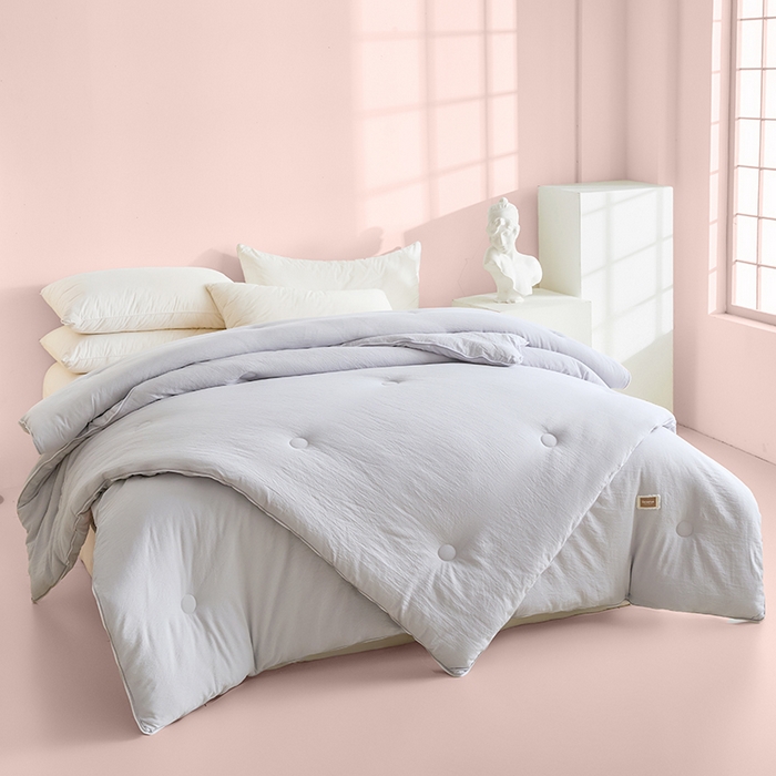 91家纺网 家纺一手货源 找家纺 寐居家纺 2025新款亲肤羽丝棉子母被被子被芯 子母被-雾霾灰