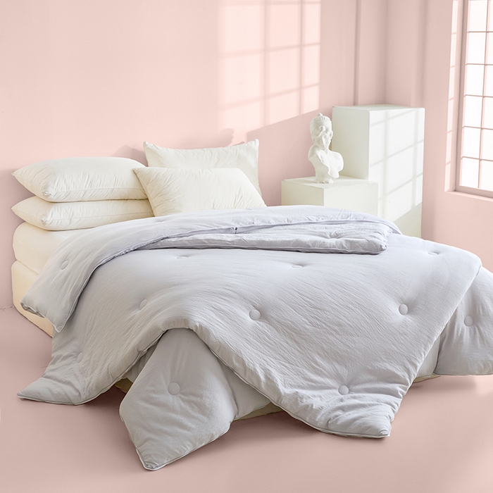 91家纺网 家纺一手货源 找家纺 寐居家纺 2025新款亲肤羽丝棉子母被被子被芯 子母被-雾霾灰