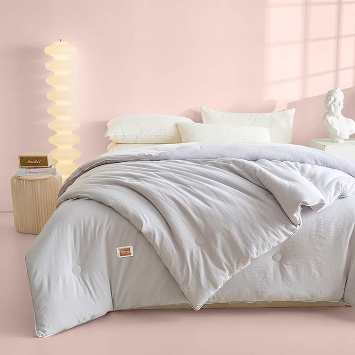 91家纺网 家纺一手货源 找家纺 寐居家纺 2025新款亲肤羽丝棉子母被被子被芯 子母被-雾霾灰