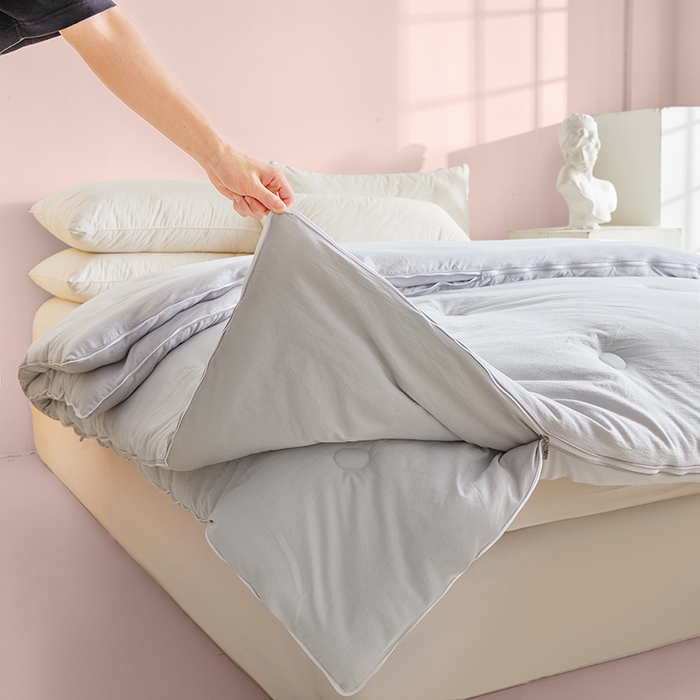 91家纺网 家纺一手货源 找家纺 寐居家纺 2025新款亲肤羽丝棉子母被被子被芯 子母被-雾霾灰