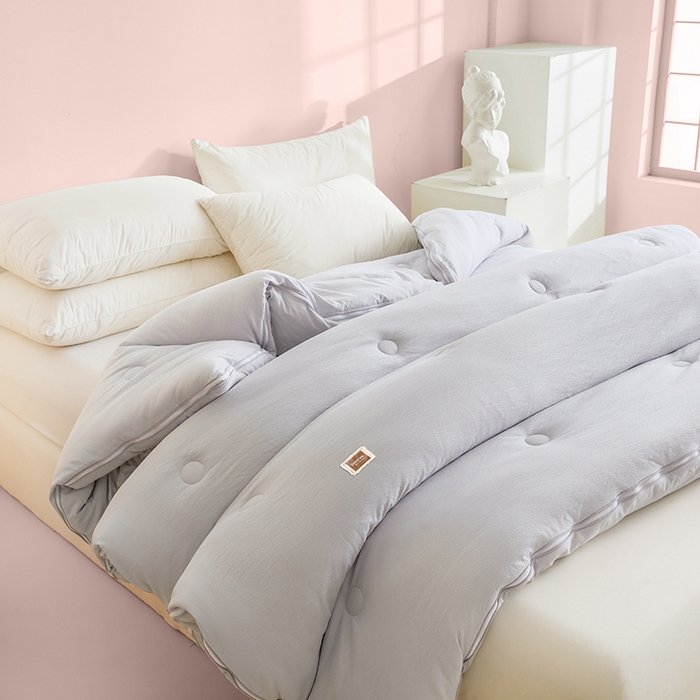 91家纺网 家纺一手货源 找家纺 寐居家纺 2025新款亲肤羽丝棉子母被被子被芯 子母被-雾霾灰