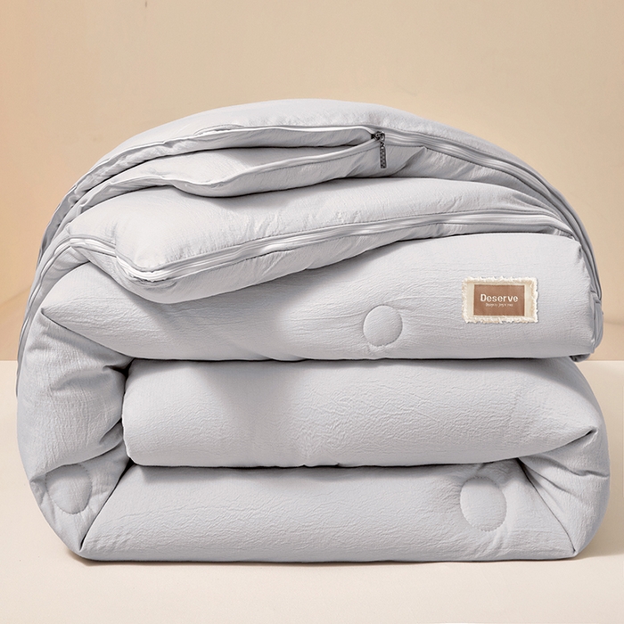 91家纺网 家纺一手货源 找家纺 寐居家纺 2025新款亲肤羽丝棉子母被被子被芯 子母被-雾霾灰