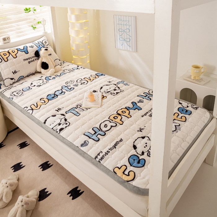 91家纺网 家纺一手货源 找家纺 （总）宅部落 2025新款学生宿舍牛奶绒床垫保暖床褥子夹棉加厚印花床护垫