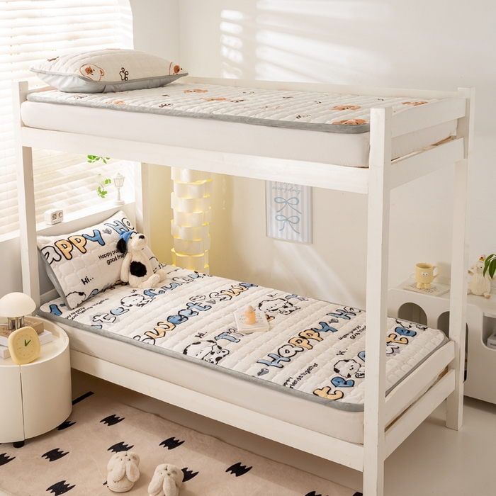 91家纺网 家纺一手货源 找家纺 （总）宅部落 2025新款学生宿舍牛奶绒床垫保暖床褥子夹棉加厚印花床护垫