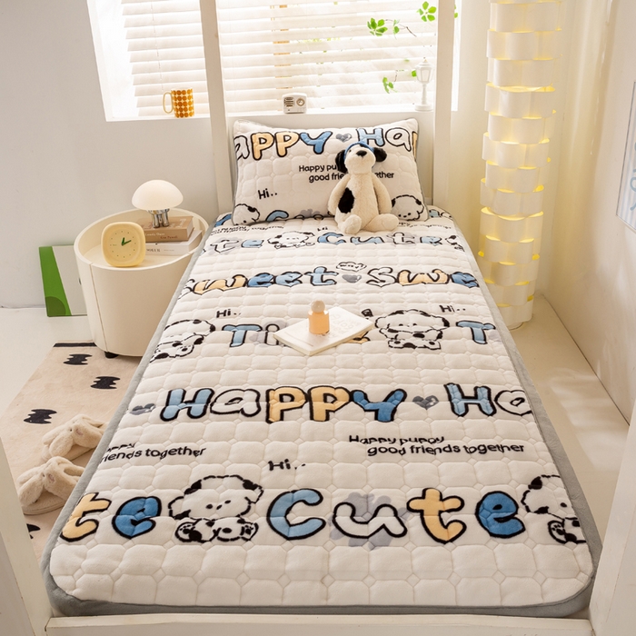 91家纺网 家纺一手货源 找家纺 （总）宅部落 2025新款学生宿舍牛奶绒床垫保暖床褥子夹棉加厚印花床护垫