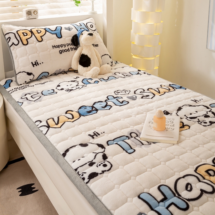 91家纺网 家纺一手货源 找家纺 （总）宅部落 2025新款学生宿舍牛奶绒床垫保暖床褥子夹棉加厚印花床护垫