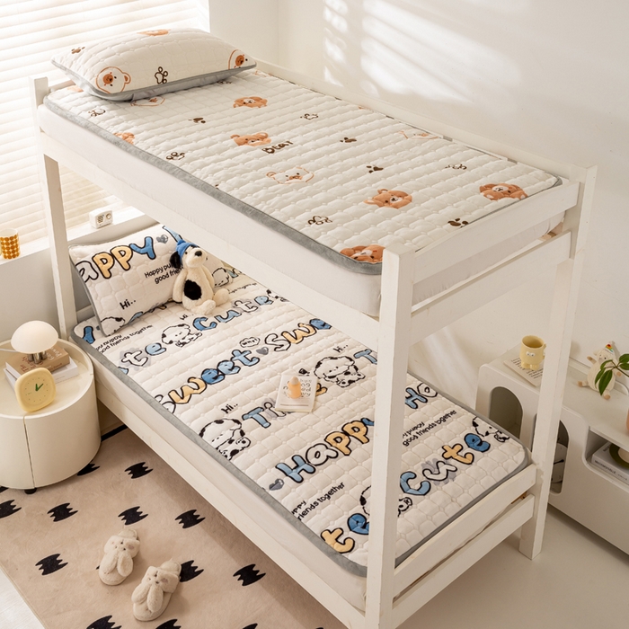 91家纺网 家纺一手货源 找家纺 （总）宅部落 2025新款学生宿舍牛奶绒床垫保暖床褥子夹棉加厚印花床护垫