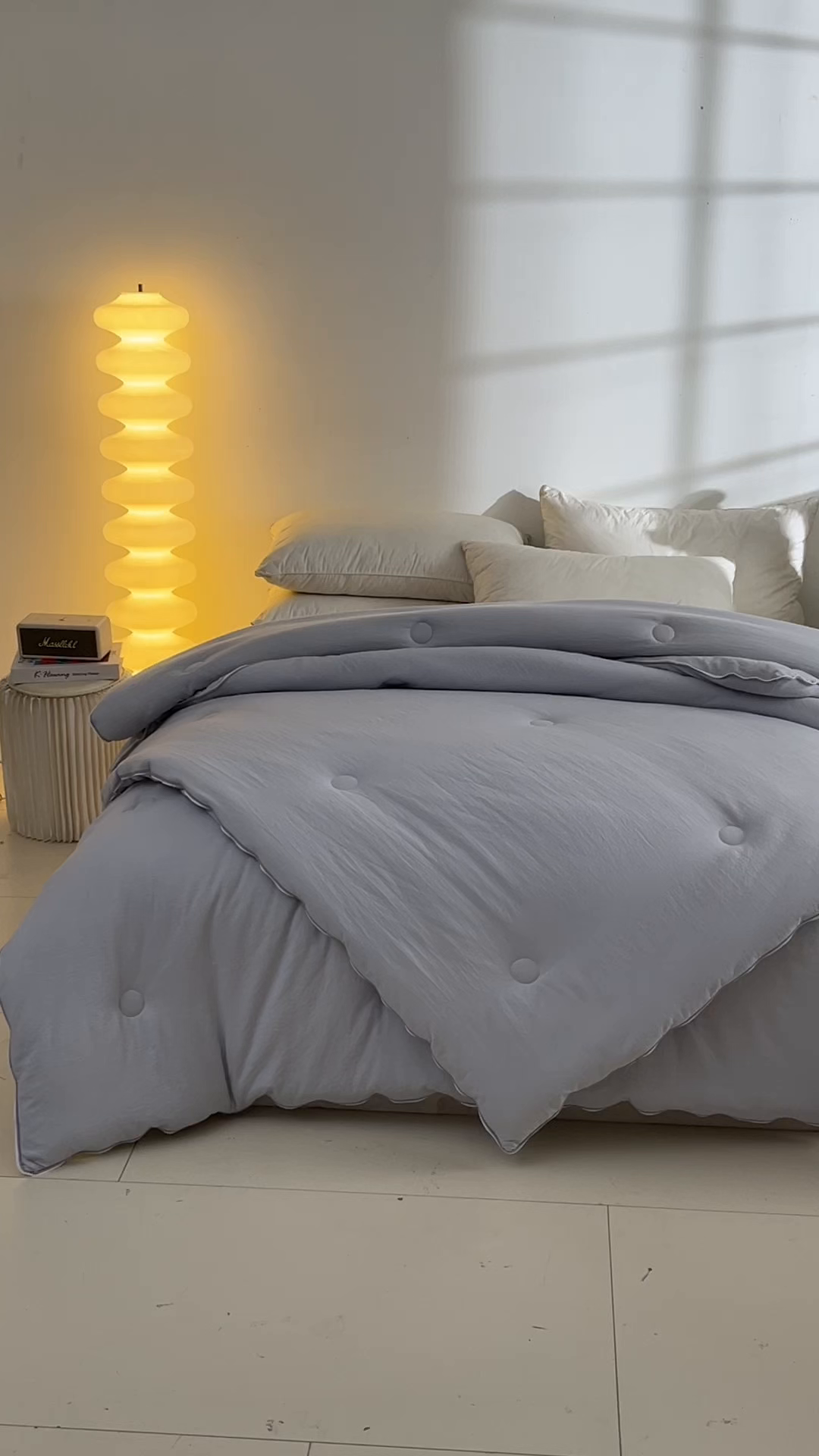 91家纺网 家纺一手货源 找家纺 寐居家纺 2025新款亲肤羽丝棉子母被被子被芯 子母被-雾霾灰