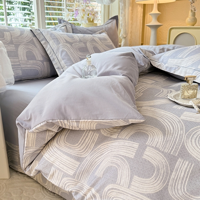 91家纺网 家纺一手货源 找家纺 巧玲珑 2025新款100%数码印花生态AB版四件套 薇语