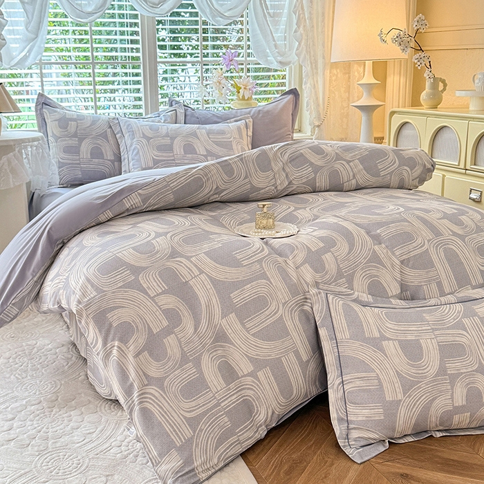 91家纺网 家纺一手货源 找家纺 巧玲珑 2025新款100%数码印花生态AB版四件套 薇语