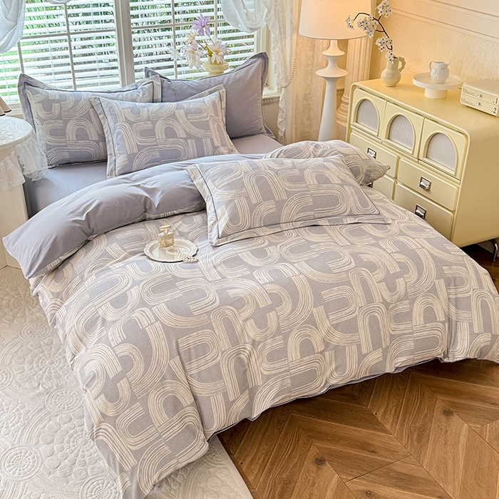 91家纺网 家纺一手货源 找家纺 巧玲珑 2025新款100%数码印花生态AB版四件套 薇语